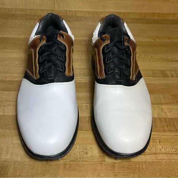 FootJoy Contour Series Mens Size 12 M Golf Shoes Soft Spikes 54108 Brown White